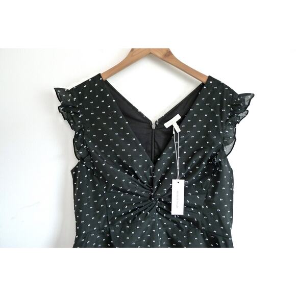 REBECCA TAYLOR Birdseye Dot Cap Sleeve Twist Top Organdy Shopbop 14 L NWT $275 - Picture 6 of 11